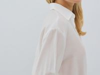 Блузка из вискозы с узлом-завязкой, Белый