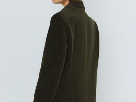 Однобортный жакет из вельвета, Зеленый