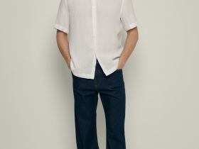 Рубашка изо льна с коротким рукавом