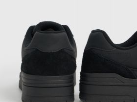 Кроссовки со вставками из натуральной замши, Черный