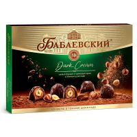 Конфеты в коробке Тёмный крем, целый фундук и ореховый крем, Бабаевский, 200 гр.