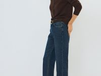 Прямые джинсы с высокой посадкой, Синий