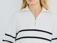 Джемпер с воротником-стойкой на молнии, Белый