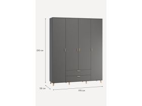 Распашной шкаф Пронто 4-170x210 Графитовый