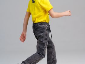 Брюки текстильные джинсовые для мальчиков