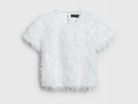 Фактурная блузка для девочек, Белый