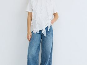 Футболка оверсайз с воланами, Белый