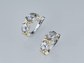 Серьги из комбинированного золота с бриллиантами э4801сг04201504