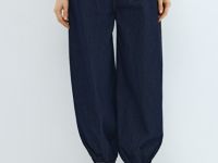 Джинсы-алладины с высокой посадкой, Синий