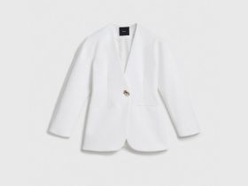 Однобортный жакет с цельнокроенным рукавом, Белый