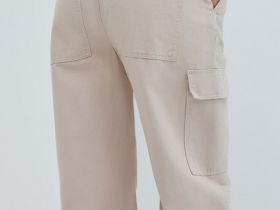 Хлопковые брюки карго с накладными карманами, Бежевый
