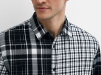 Рубашка в клетку из хлопка, Черный