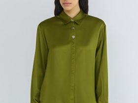 Сатиновая блузка из вискозы, Зеленый