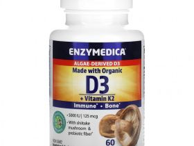 Enzymedica, Органический D3 + витамин K2`` 60 капсул