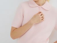 Джемпер из пушистой пряжи с коротким рукавом, Розовый