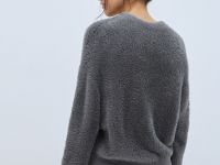 Пушистый джемпер с принтом собаки, Серый