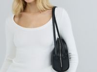 Приталенный лонгслив в рубчик, Бежевый