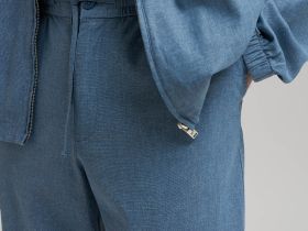 Брюки прямого кроя со льном