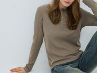 Лонгслив с пуговицами, Бежевый