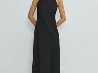 Платье макси из сатина, Черный