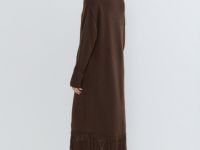 Вязаное платье с бахромой, Коричневый
