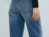 Прямые джинсы с высокой посадкой, Синий
