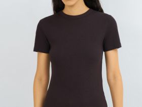 Футболка в рубчик, Коричневый