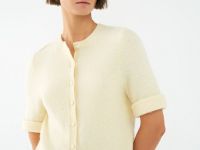 Укороченный кардиган с содержанием шерсти, Желтый