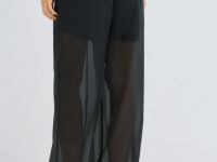 Полупрозрачные брюки из органзы, Черный