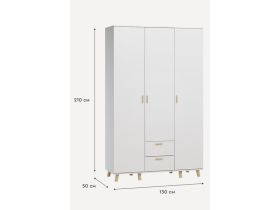 Распашной шкаф Пронто 3-130x210 Белый