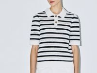 Поло из структурной ткани в полоску, Синий