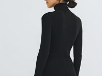 Водолазка из шерсти в рубчик, Черный