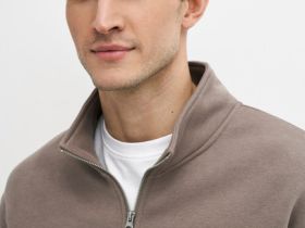 Толстовка с воротником-стойкой на молнии, Бежевый