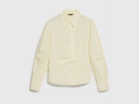 Рубашка с асимметричной застёжкой, Желтый