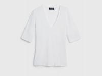 Футболка в рубчик с V-вырезом, Белый