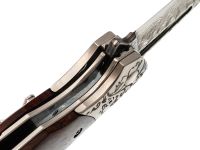 Складной нож Витязь B5298D, сталь дамаск, рукоять дерево, художественное травление