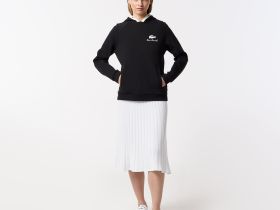 Женская хлопковая толстовка Lacoste с капюшоном