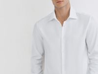 Рубашка из структурной ткани, Белый