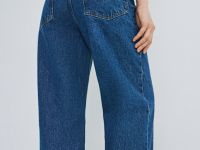 Прямые джинсы с отворотами, Синий