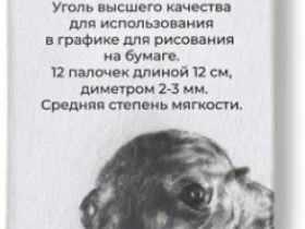 Уголь натуральный для рисования Малевичъ, ивовый, диаметр 2-3 мм, длина 12 см, 12 шт