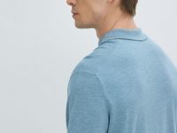 Вязаное поло с коротким рукавом, Голубой