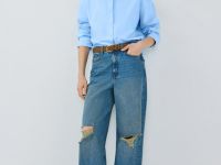 Джинсы со средней посадкой, Синий