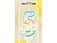 Свеча для торта с держателем MESHU "Цифра 5", 8,5 см, блистер