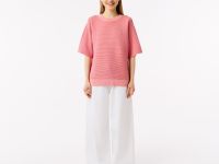 Женский вязаная футболка Lacoste Oversize с коротким рукавом