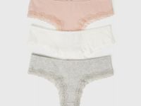 Трусы-бразилиана с кружевом, 3 шт., Розовый