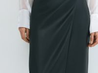 Юбка миди из искусственной кожи, Черный