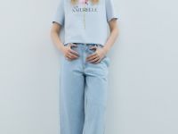 Футболка с цветочным принтом, Голубой