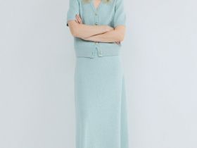 Укороченный кардиган с золотыми пуговицами, Зеленый