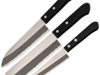 Набор из 3-х кухонных ножей Tojiro Fuji Cutlery TJ-GIFTSET-B, сталь Mo-V, рукоять дерево, черный