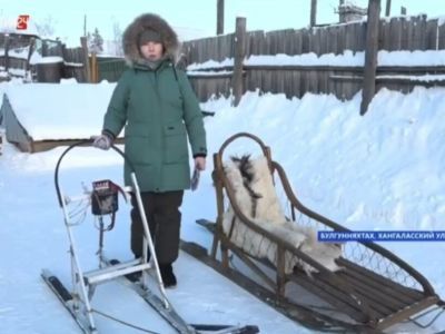 Жительница якутского села Булгунняхтах ездит на работу и охоту на собачьей упряжке